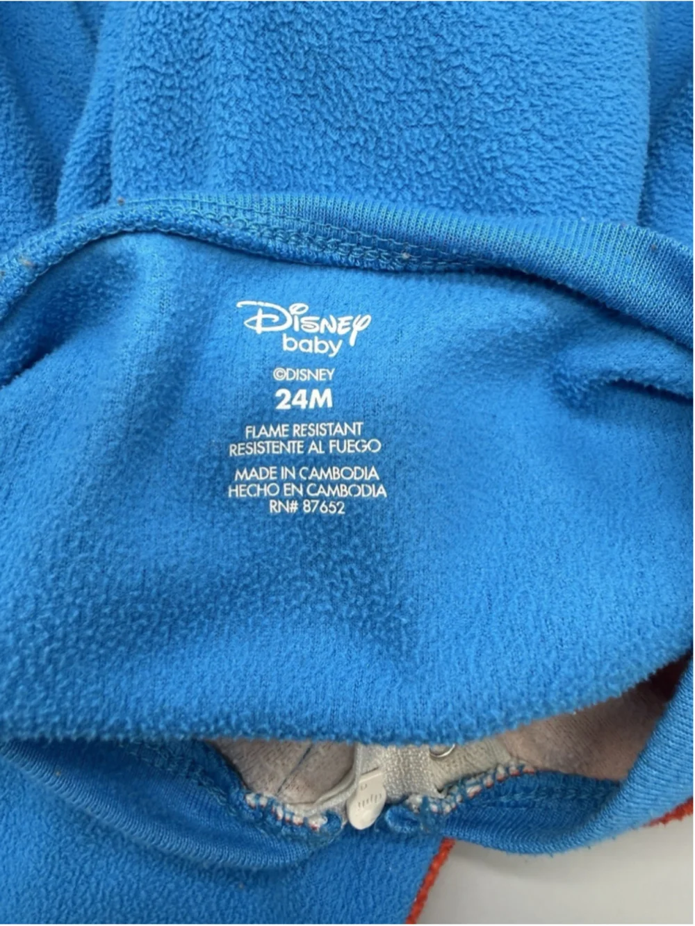 Disney Baby Mickey Mouse Fleece Footed One-Piece Sleeper 24M Red Blue Zip FR
